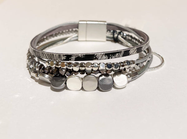Silver & Hematite Magnetic Bracelet